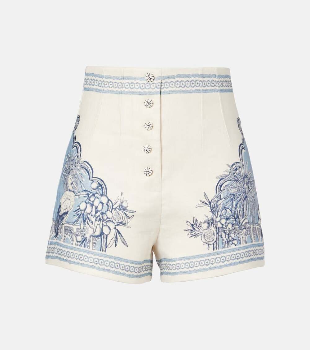 Alemais Villa Romantica Printed Linen Bermuda Shorts US2 New $460 - Picture 5 of 11